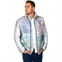 Aotearoa Maori Sea Animals Tribal Padded Jacket Manta Ray and Shark Moko Pattern Sweet Pastel LT03 - Polynesian Pride