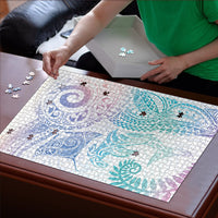 Aotearoa Maori Sea Animals Tribal Puzzle Manta Ray and Shark Moko Pattern Sweet Pastel LT03 - Polynesian Pride