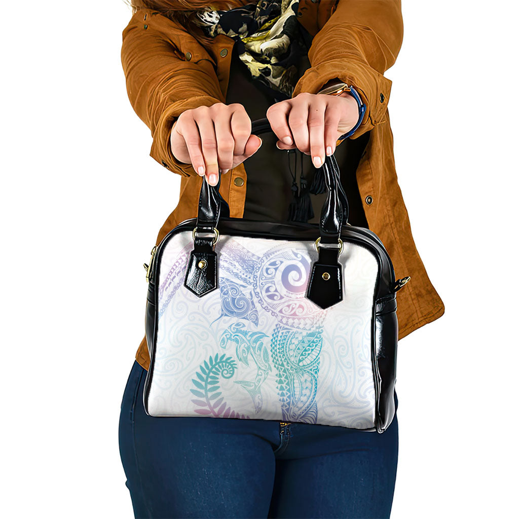 Aotearoa Maori Sea Animals Tribal Shoulder Handbag Manta Ray and Shark Moko Pattern Sweet Pastel LT03 One Size Multicolor - Polynesian Pride