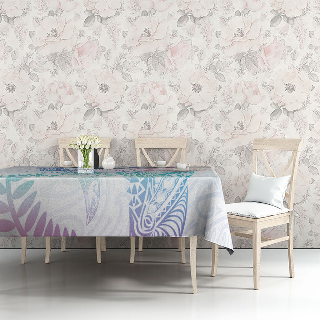 Aotearoa Maori Sea Animals Tribal Tablecloth Manta Ray and Shark Moko Pattern Sweet Pastel