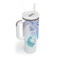 Aotearoa Maori Sea Animals Tribal Tumbler With Handle Manta Ray and Shark Moko Pattern Sweet Pastel