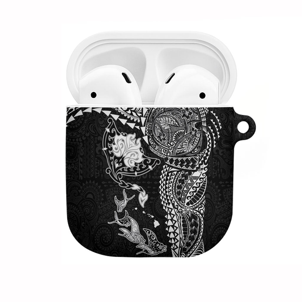 Hawaiian Manta Ray Tribal AirPods Case Polynesian Art Motifs Black Color LT03 Black - Polynesian Pride