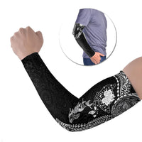 Hawaiian Manta Ray Tribal Arm Sleeves Polynesian Art Motifs Black Color LT03 Set of 2 Black - Polynesian Pride