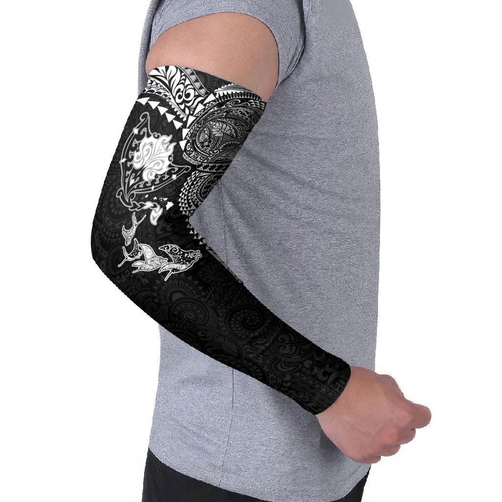 Hawaiian Manta Ray Tribal Arm Sleeves Polynesian Art Motifs Black Color LT03 - Polynesian Pride