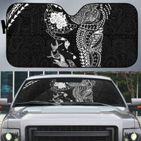 Hawaiian Manta Ray Tribal Auto Sun Shade Polynesian Art Motifs Black Color
