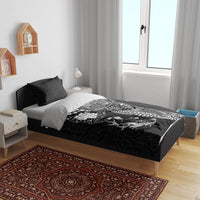 Hawaiian Manta Ray Tribal Bedding Set Polynesian Art Motifs Black Color