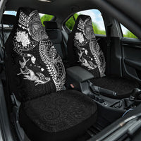 Hawaiian Manta Ray Tribal Car Seat Cover Polynesian Art Motifs Black Color
