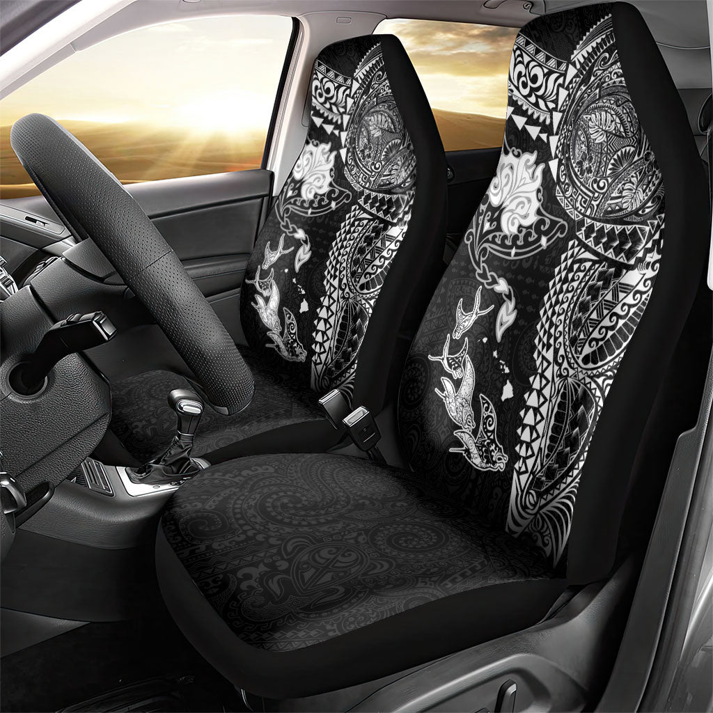 Hawaiian Manta Ray Tribal Car Seat Cover Polynesian Art Motifs Black Color
