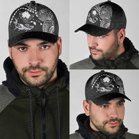 Hawaiian Manta Ray Tribal Classic Cap Polynesian Art Motifs Black Color