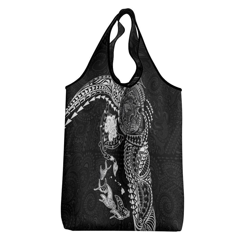 Hawaiian Manta Ray Tribal Grocery Bag Polynesian Art Motifs Black Color LT03 - Polynesian Pride