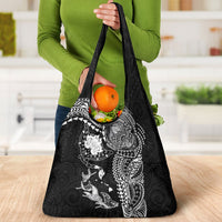 Hawaiian Manta Ray Tribal Grocery Bag Polynesian Art Motifs Black Color LT03 - Polynesian Pride