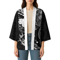 Hawaiian Manta Ray Tribal Kimono Polynesian Art Motifs Black Color