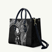 Hawaiian Manta Ray Tribal Leather Bag Polynesian Art Motifs Black Color LT03 Black - Polynesian Pride