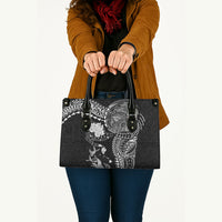 Hawaiian Manta Ray Tribal Leather Bag Polynesian Art Motifs Black Color LT03 - Polynesian Pride