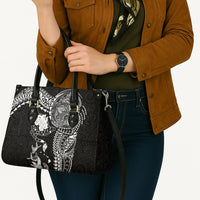 Hawaiian Manta Ray Tribal Leather Bag Polynesian Art Motifs Black Color LT03 - Polynesian Pride