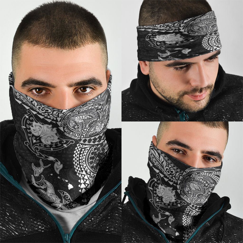Hawaiian Manta Ray Tribal Neck Gaiter Polynesian Art Motifs Black Color