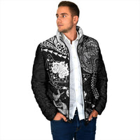 Hawaiian Manta Ray Tribal Padded Jacket Polynesian Art Motifs Black Color