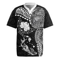 Hawaiian Manta Ray Tribal Rugby Jersey Polynesian Art Motifs Black Color LT03 Black - Polynesian Pride
