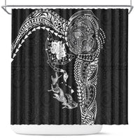 Hawaiian Manta Ray Tribal Shower Curtain Polynesian Art Motifs Black Color LT03 Black - Polynesian Pride