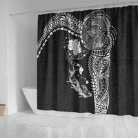 Hawaiian Manta Ray Tribal Shower Curtain Polynesian Art Motifs Black Color LT03 - Polynesian Pride