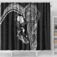 Hawaiian Manta Ray Tribal Shower Curtain Polynesian Art Motifs Black Color LT03 - Polynesian Pride