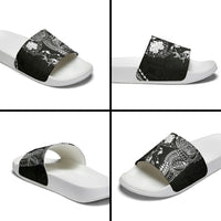 Hawaiian Manta Ray Tribal Slide Sandals Polynesian Art Motifs Black Color LT03 - Polynesian Pride