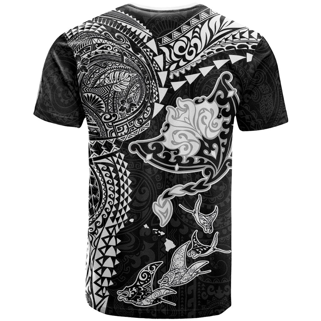 Hawaiian Manta Ray Tribal T Shirt Polynesian Art Motifs Black Color LT03 - Polynesian Pride