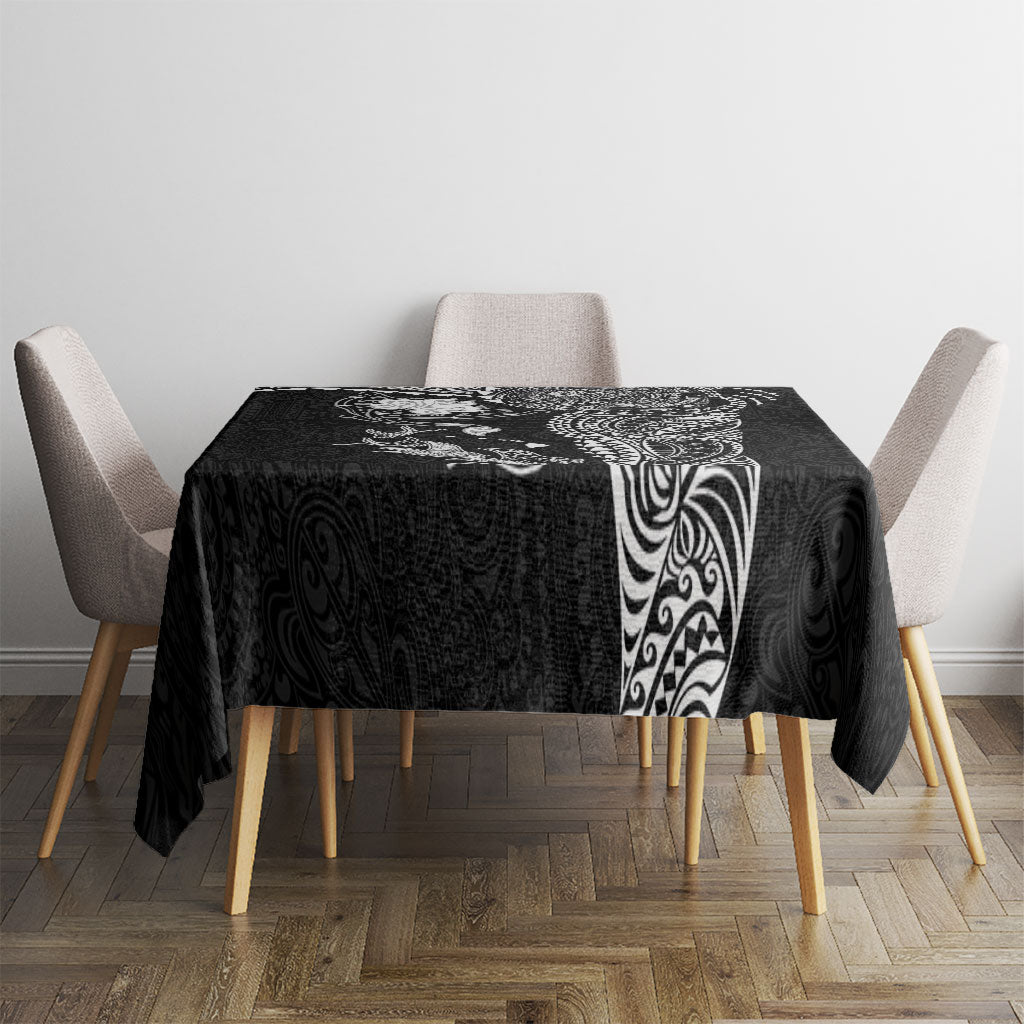 Hawaiian Manta Ray Tribal Tablecloth Polynesian Art Motifs Black Color LT03 - Polynesian Pride