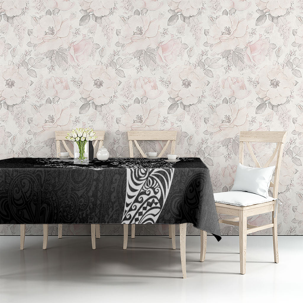 Hawaiian Manta Ray Tribal Tablecloth Polynesian Art Motifs Black Color LT03 - Polynesian Pride
