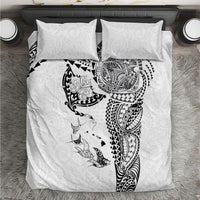 Hawaiian Manta Ray Tribal Bedding Set Polynesian Art Motifs White Color LT03 White - Polynesian Pride