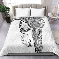 Hawaiian Manta Ray Tribal Bedding Set Polynesian Art Motifs White Color LT03 - Polynesian Pride