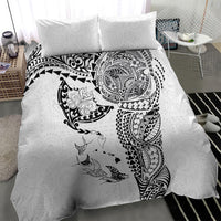 Hawaiian Manta Ray Tribal Bedding Set Polynesian Art Motifs White Color LT03 - Polynesian Pride