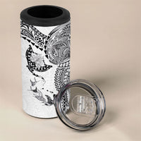 Hawaiian Manta Ray Tribal 4 in 1 Can Cooler Tumbler Polynesian Art Motifs White Color