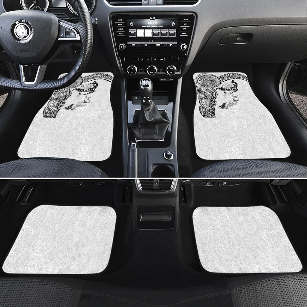 Hawaiian Manta Ray Tribal Car Mats Polynesian Art Motifs White Color LT03 Set 4pcs White - Polynesian Pride