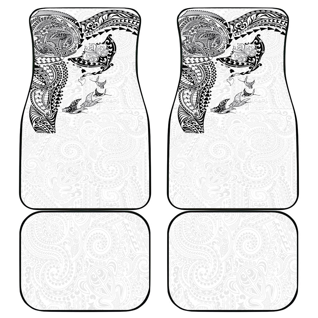 Hawaiian Manta Ray Tribal Car Mats Polynesian Art Motifs White Color LT03 - Polynesian Pride