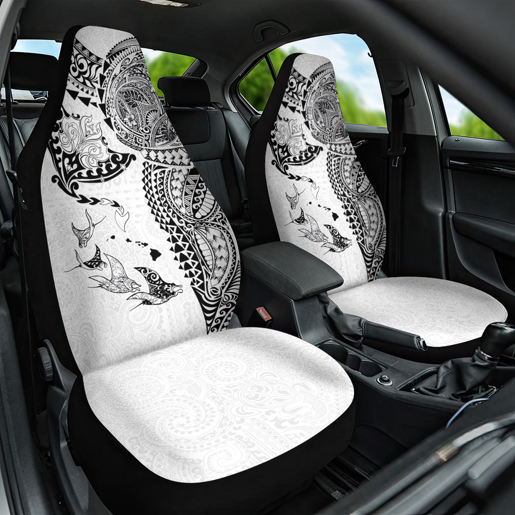 Hawaiian Manta Ray Tribal Car Seat Cover Polynesian Art Motifs White Color LT03 One Size White - Polynesian Pride