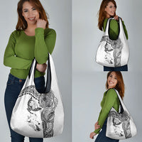 Hawaiian Manta Ray Tribal Grocery Bag Polynesian Art Motifs White Color LT03 - Polynesian Pride