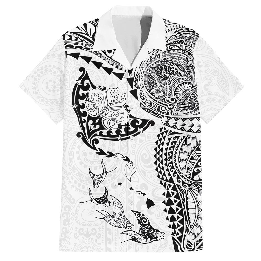 Hawaiian Manta Ray Tribal Hawaiian Shirt Polynesian Art Motifs White Color LT03 White - Polynesian Pride