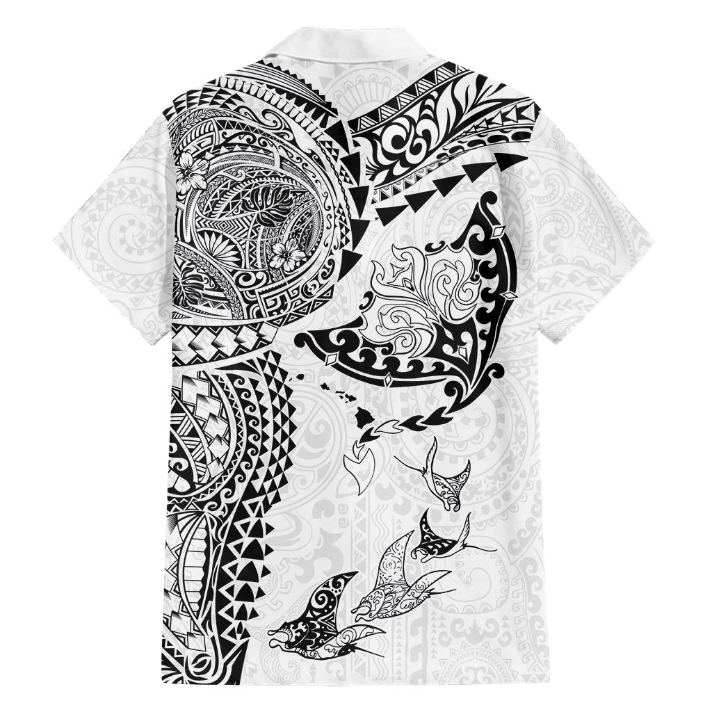 Hawaiian Manta Ray Tribal Hawaiian Shirt Polynesian Art Motifs White Color
