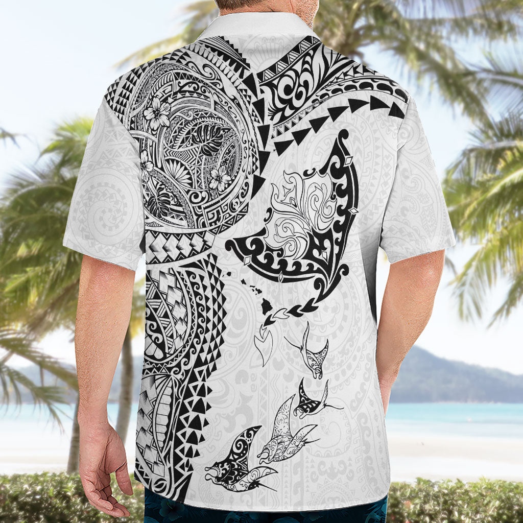 Hawaiian Manta Ray Tribal Hawaiian Shirt Polynesian Art Motifs White Color