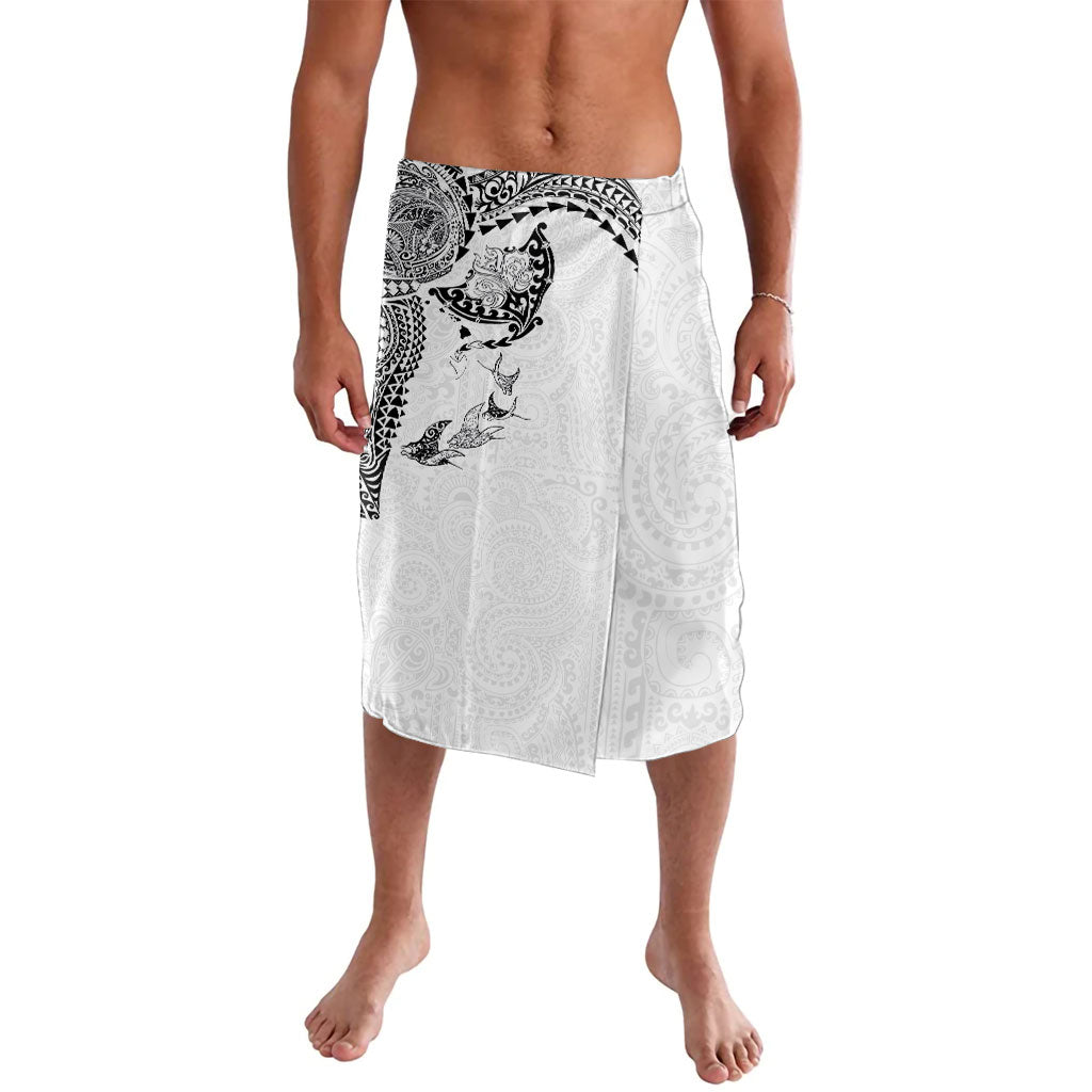Hawaiian Manta Ray Tribal Lavalava Polynesian Art Motifs White Color LT03 White - Polynesian Pride