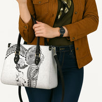 Hawaiian Manta Ray Tribal Leather Bag Polynesian Art Motifs White Color