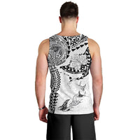 Hawaiian Manta Ray Tribal Men Tank Top Polynesian Art Motifs White Color LT03 - Polynesian Pride