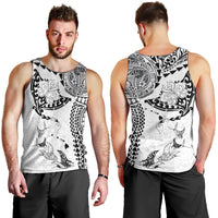 Hawaiian Manta Ray Tribal Men Tank Top Polynesian Art Motifs White Color LT03 - Polynesian Pride
