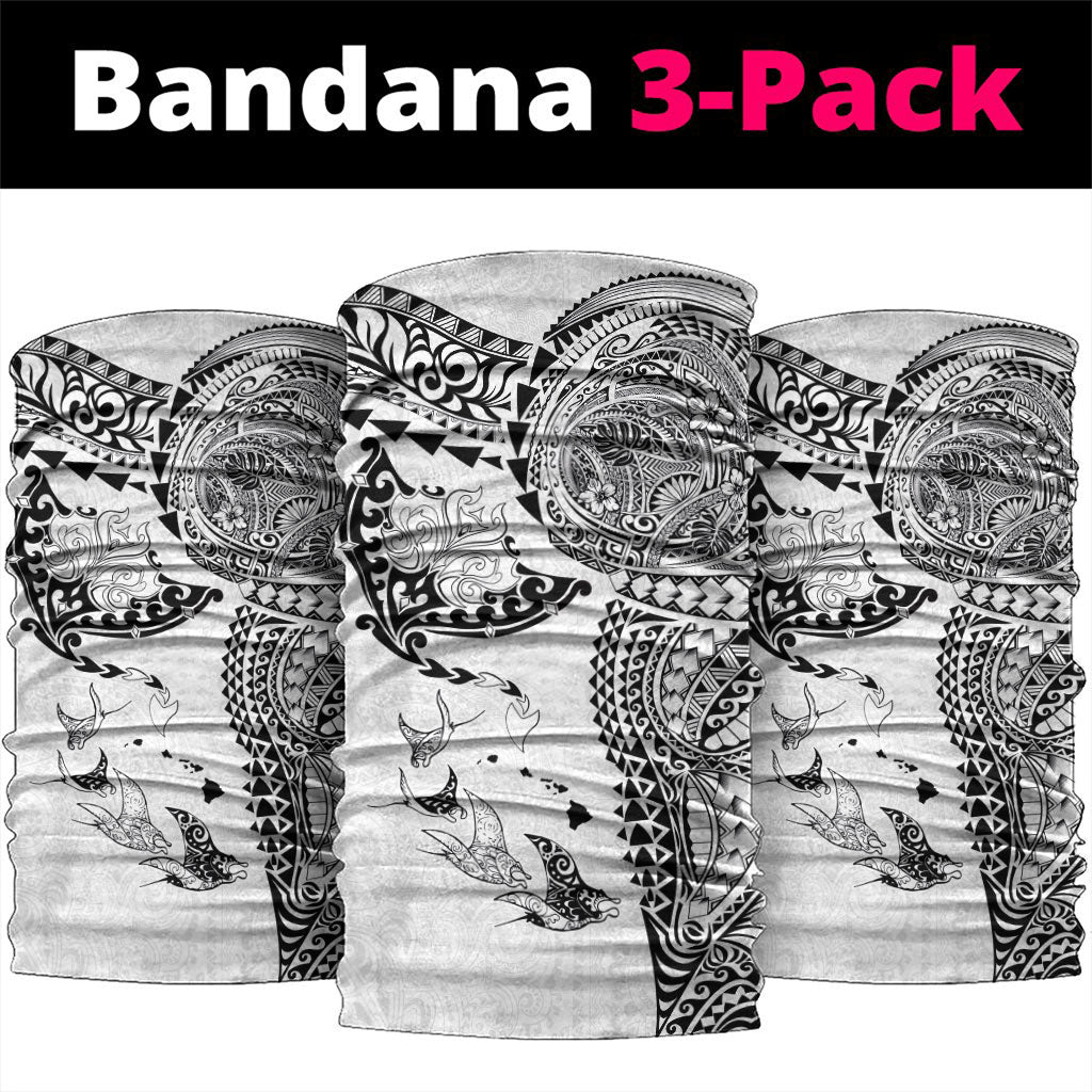 Hawaiian Manta Ray Tribal Neck Gaiter Polynesian Art Motifs White Color LT03 package One Size: 25*50cm White - Polynesian Pride