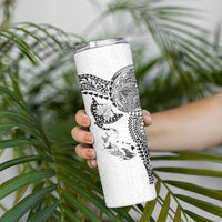 Hawaiian Manta Ray Tribal Skinny Tumbler Polynesian Art Motifs White Color