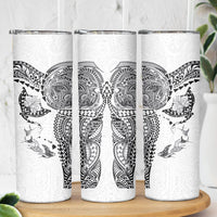 Hawaiian Manta Ray Tribal Skinny Tumbler Polynesian Art Motifs White Color