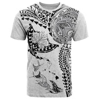 Hawaiian Manta Ray Tribal T Shirt Polynesian Art Motifs White Color LT03 White - Polynesian Pride