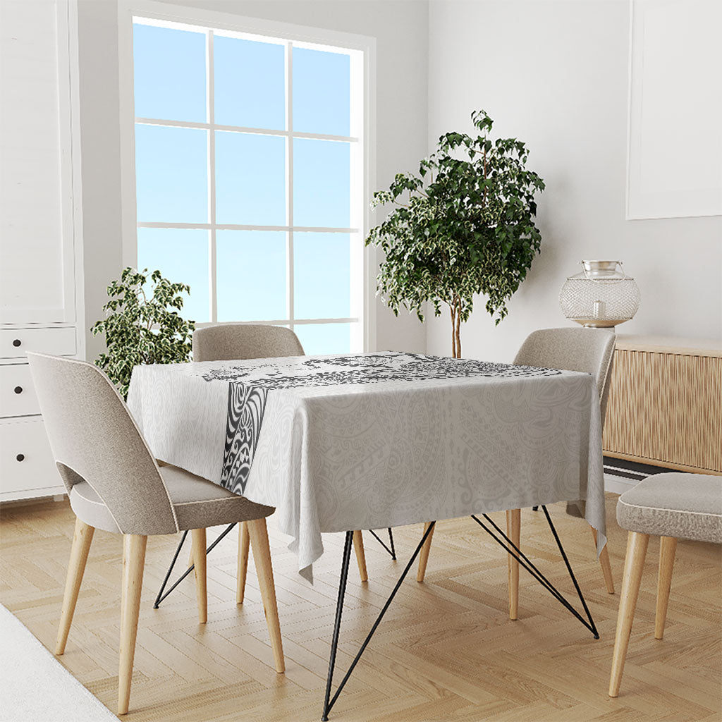 Hawaiian Manta Ray Tribal Tablecloth Polynesian Art Motifs White Color