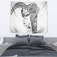 Hawaiian Manta Ray Tribal Tapestry Polynesian Art Motifs White Color